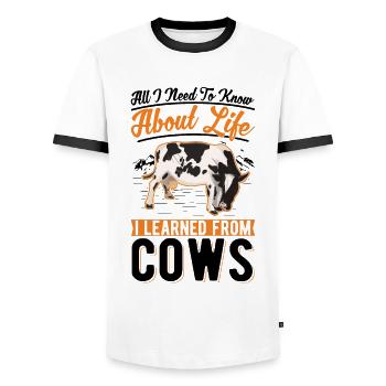 Cow Gift Cattle Breeder Farmer - T-shirt contrasté Homme - blanc/noir - Devant - AI Model Female 172 light (172cm) & AI Model Male 178 dark (178cm)