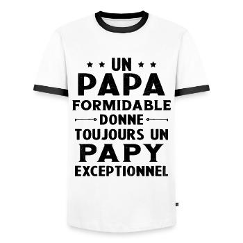 Un papa formidable - Papy exceptionnel Cadeau - T-shirt contrasté Homme - blanc/noir - Devant - AI Model Female 172 light (172cm) & AI Model Male 178 dark (178cm)