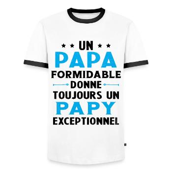 Un papa formidable - Papy exceptionnel Cadeau - T-shirt contrasté Homme - blanc/noir - Devant - AI Model Female 172 light (172cm) & AI Model Male 178 dark (178cm)
