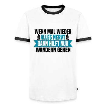 Wenn mal wieder alles nervt Wandern gehen - Männer Kontrast-T-Shirt - Weiß/Schwarz - Vorne - AI Model Female 172 light (172cm) & AI Model Male 178 dark (178cm)