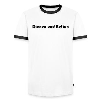 Feuerwehr - Dienen und Retten - Männer Kontrast-T-Shirt - Weiß/Schwarz - Vorne - AI Model Female 172 light (172cm) & AI Model Male 178 dark (178cm)