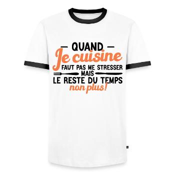 Ch'ti Cuisinier, Cuisine Nord Pas De Calais Humour - T-shirt contrasté Homme - blanc/noir - Devant - AI Model Female 172 light (172cm) & AI Model Male 178 dark (178cm)