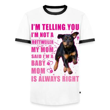 Dicton Rottweiler - T-shirt contrasté Homme - blanc/noir - Devant - AI Model Female 172 light (172cm) & AI Model Male 178 dark (178cm)