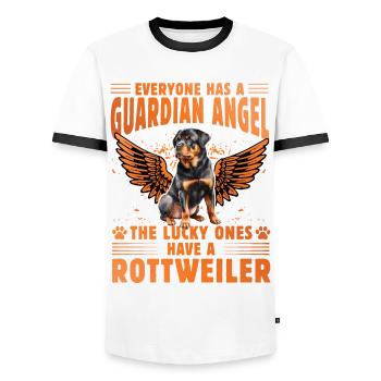 Ange gardien Rottweiler - T-shirt contrasté Homme - blanc/noir - Devant - AI Model Female 172 light (172cm) & AI Model Male 178 dark (178cm)