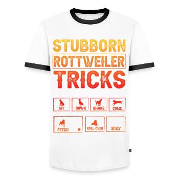 Stubborn Rottweiler Tricks - Men's Ringer Shirt - white/black - Front - AI Model Female 172 light (172cm) & AI Model Male 178 dark (178cm)