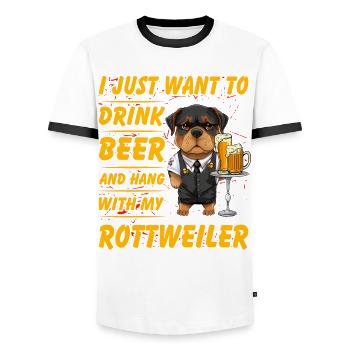 I just want to drink Beer and hang with Rottweiler - Männer Kontrast-T-Shirt - Weiß/Schwarz - Vorne - AI Model Female 172 light (172cm) & AI Model Male 178 dark (178cm)