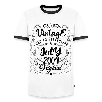 Jahrgang Geboren im Juli 2004 Jubiläum Juli - Männer Kontrast-T-Shirt - Weiß/Schwarz - Vorne - AI Model Female 172 light (172cm) & AI Model Male 178 dark (178cm)