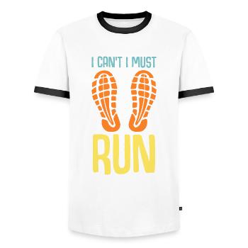 Running Shoes Running Sports - Men's Ringer Shirt - white/black - Front - AI Model Female 172 light (172cm) & AI Model Male 178 dark (178cm)