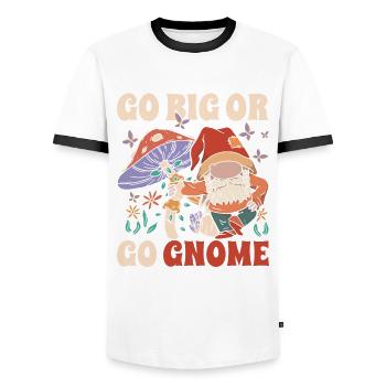 Gnome de jardin Les nains de jardin deviennent grands ou deviennent des nains - T-shirt contrasté Homme - blanc/noir - Devant - AI Model Female 172 light (172cm) & AI Model Male 178 dark (178cm)
