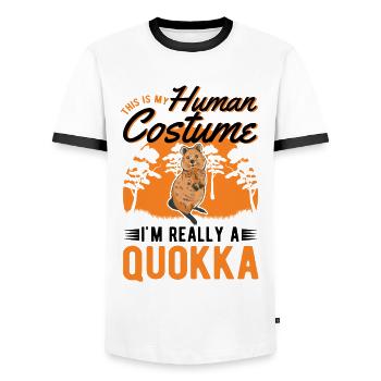 Quokka Halloween Short-tailed Kangaroo - Men's Ringer Shirt - white/black - Front - AI Model Female 172 light (172cm) & AI Model Male 178 dark (178cm)