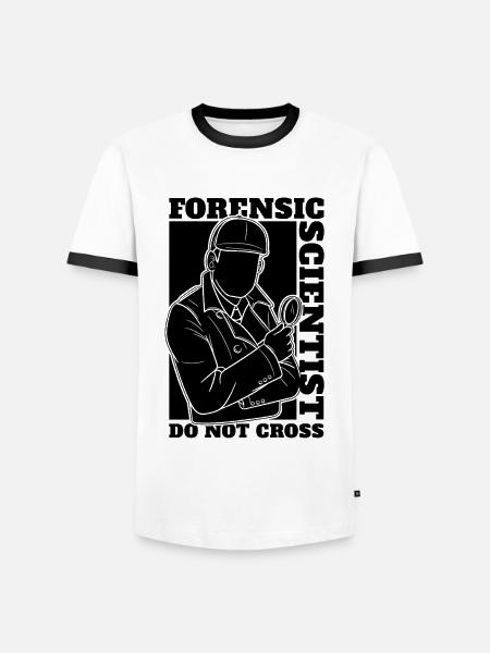 Retsmediciner krydser ikke gerningsstedet - Herre kontrast-T-shirt - hvid/sort