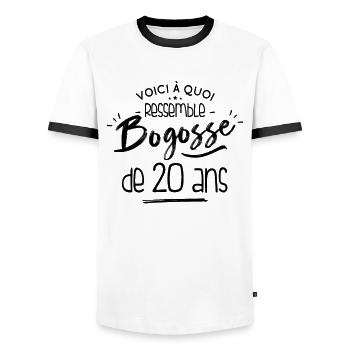 Bogosse De 20 Ans - Apparence Et Style - T-shirt contrasté Homme - blanc/noir - Devant - AI Model Female 172 light (172cm) & AI Model Male 178 dark (178cm)