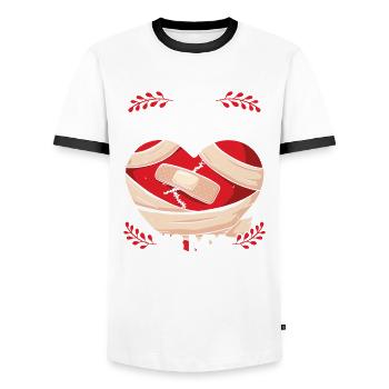 Heart Surgery My Scar Is My Story - Men's Ringer Shirt - white/black - Front - AI Model Female 172 light (172cm) & AI Model Male 178 dark (178cm)