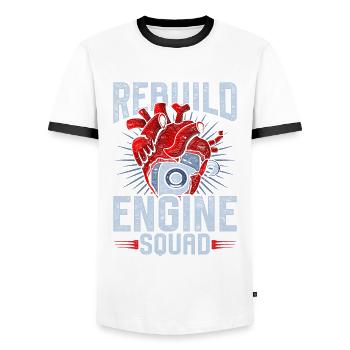 Cardiac Surgery Rebuild Engine Squad - Men's Ringer Shirt - white/black - Front - AI Model Female 172 light (172cm) & AI Model Male 178 dark (178cm)