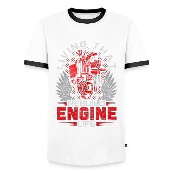 Heart surgery for convalescent heart transplant - Men's Ringer Shirt - white/black - Front - AI Model Female 172 light (172cm) & AI Model Male 178 dark (178cm)