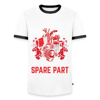 Heart Surgery My Heart Runs With A Spare Part - Men's Ringer Shirt - white/black - Front - AI Model Female 172 light (172cm) & AI Model Male 178 dark (178cm)