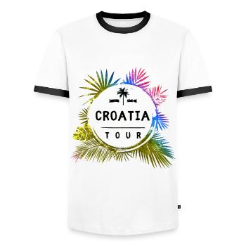 Croatia Tour Travel Colorful - Men's Ringer Shirt - white/black - Front - AI Model Female 172 light (172cm) & AI Model Male 178 dark (178cm)