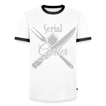 Grillen Barbecue Grill Grillmeister - Männer Kontrast-T-Shirt - Weiß/Schwarz - Vorne - AI Model Female 172 light (172cm) & AI Model Male 178 dark (178cm)