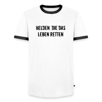 Feuerwehr - Helden, die das Leben retten - Männer Kontrast-T-Shirt - Weiß/Schwarz - Vorne - AI Model Female 172 light (172cm) & AI Model Male 178 dark (178cm)