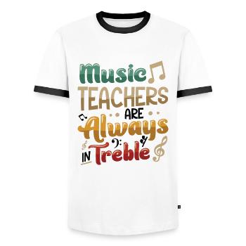 Music teachers are always flying high - Men's Ringer Shirt - white/black - Front - AI Model Female 172 light (172cm) & AI Model Male 178 dark (178cm)