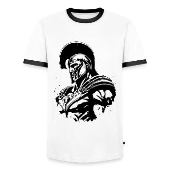 Spartan Warrior Sparta Gladiator - Men's Ringer Shirt - white/black - Front - AI Model Female 172 light (172cm) & AI Model Male 178 dark (178cm)