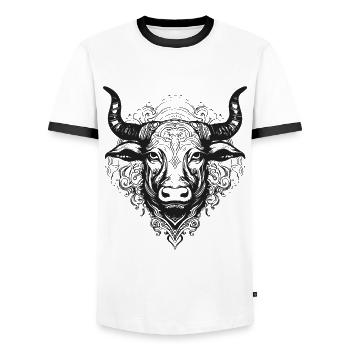 Bulle Mandala Boho - Männer Kontrast-T-Shirt - Weiß/Schwarz - Vorne - AI Model Female 172 light (172cm) & AI Model Male 178 dark (178cm)