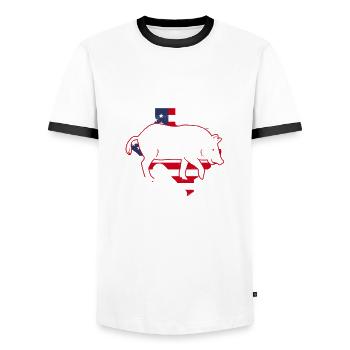 Schweinejagd Texas Design Für Wildschweinjäger - Men's Ringer Shirt - white/black - Front - AI Model Female 172 light (172cm) & AI Model Male 178 dark (178cm)