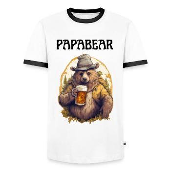 Papa Bear fier Papa papa fier papa - T-shirt contrasté Homme - blanc/noir - Devant - AI Model Female 172 light (172cm) & AI Model Male 178 dark (178cm)