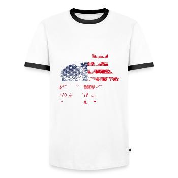 Patriotisches Wildschweinjagd-design Für Die - Men's Ringer Shirt - white/black - Front - AI Model Female 172 light (172cm) & AI Model Male 178 dark (178cm)