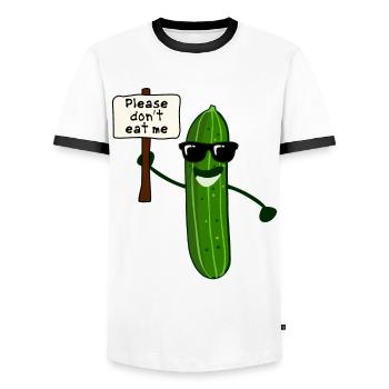 Gurke mit Sonnenbrille Gurken - Männer Kontrast-T-Shirt - Weiß/Schwarz - Vorne - AI Model Female 172 light (172cm) & AI Model Male 178 dark (178cm)