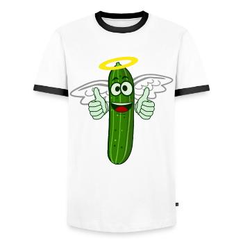 Gurke Engel Gurken - Männer Kontrast-T-Shirt - Weiß/Schwarz - Vorne - AI Model Female 172 light (172cm) & AI Model Male 178 dark (178cm)