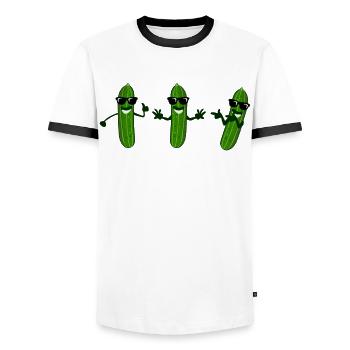 Gurken mit Sonnenbrille Gurke - Männer Kontrast-T-Shirt - Weiß/Schwarz - Vorne - AI Model Female 172 light (172cm) & AI Model Male 178 dark (178cm)