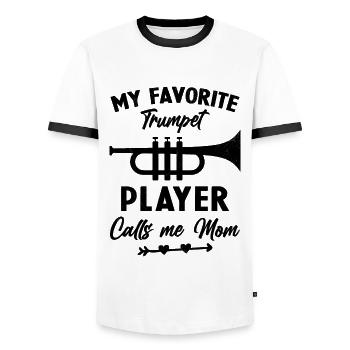 Frau, meine Lieblingstrompeterin, nennt mich Mama - Männer Kontrast-T-Shirt - Weiß/Schwarz - Vorne - AI Model Female 172 light (172cm) & AI Model Male 178 dark (178cm)