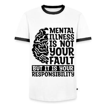 La maladie mentale n’est pas un défenseur de la santé de sensibilisation - T-shirt contrasté Homme - blanc/noir - Devant - AI Model Female 172 light (172cm) & AI Model Male 178 dark (178cm)
