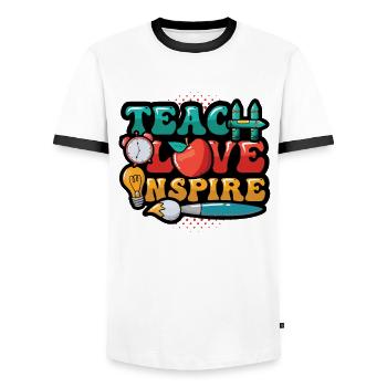 Lehrer Unterrichten, Liebe Inspiriert - Männer Kontrast-T-Shirt - Weiß/Schwarz - Vorne - AI Model Female 172 light (172cm) & AI Model Male 178 dark (178cm)