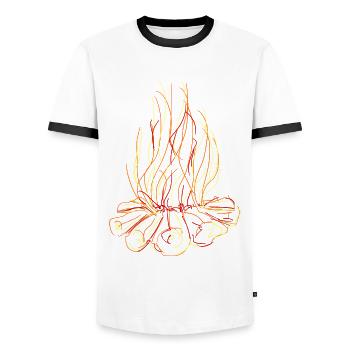 Feu Foyer Feu Feu de camp - T-shirt contrasté Homme - blanc/noir - Devant - AI Model Female 172 light (172cm) & AI Model Male 178 dark (178cm)