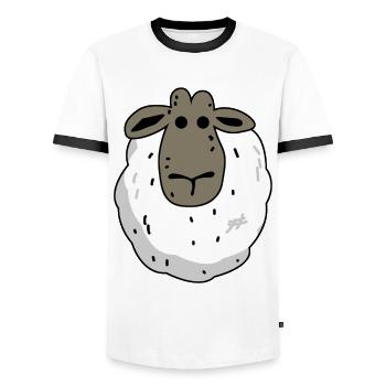 Sheep Sheep Funny Sheep - Men's Ringer Shirt - white/black - Front - AI Model Female 172 light (172cm) & AI Model Male 178 dark (178cm)