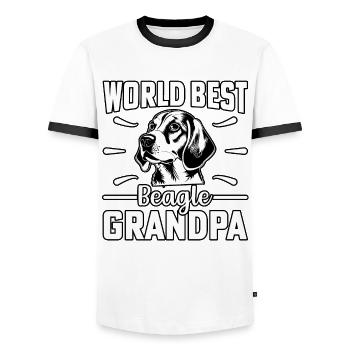 Meilleur grand-père beagle du monde - T-shirt contrasté Homme - blanc/noir - Devant - AI Model Female 172 light (172cm) & AI Model Male 178 dark (178cm)
