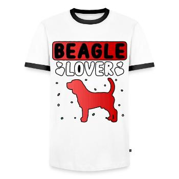 Beagle lover - Men's Ringer Shirt - white/black - Front - AI Model Female 172 light (172cm) & AI Model Male 178 dark (178cm)
