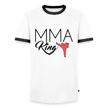 Roi MMA - T-shirt contrasté Homme - blanc/noir - Devant - AI Model Female 172 light (172cm) & AI Model Male 178 dark (178cm)