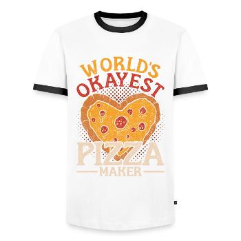 Pizzabäcker Pizzaiolo, le fabricant de pizzas le plus correct du monde - T-shirt contrasté Homme - blanc/noir - Devant - AI Model Female 172 light (172cm) & AI Model Male 178 dark (178cm)