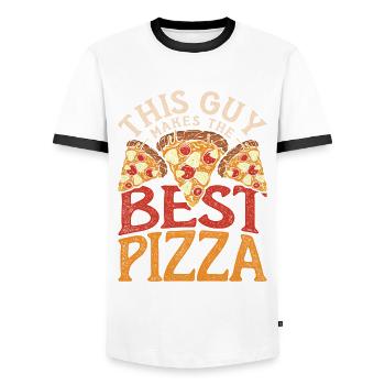 Pizza Maker Ce gars fait la meilleure pizza - T-shirt contrasté Homme - blanc/noir - Devant - AI Model Female 172 light (172cm) & AI Model Male 178 dark (178cm)