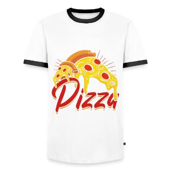Pizza Chef Je fais une pizza et je sais des choses - T-shirt contrasté Homme - blanc/noir - Devant - AI Model Female 172 light (172cm) & AI Model Male 178 dark (178cm)