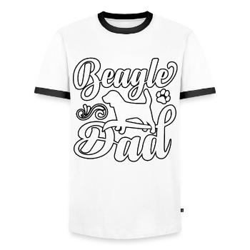 Papa Beagle - T-shirt contrasté Homme - blanc/noir - Devant - AI Model Female 172 light (172cm) & AI Model Male 178 dark (178cm)