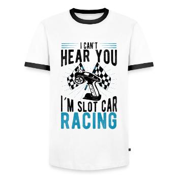 I Cant Im Slot Car Racing Slotcar Racer Gift - Männer Kontrast-T-Shirt - Weiß/Schwarz - Vorne - AI Model Female 172 light (172cm) & AI Model Male 178 dark (178cm)