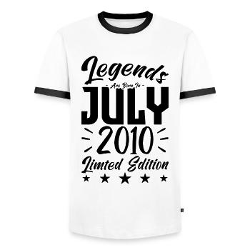 Naissance En Juillet 2010. Cadeau d'anniversaire. - T-shirt contrasté Homme - blanc/noir - Devant - AI Model Female 172 light (172cm) & AI Model Male 178 dark (178cm)