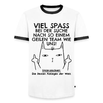 Jobwechsel Neuer Job Abschied Abschiedsgeschenk - Männer Kontrast-T-Shirt - Weiß/Schwarz - Vorne - AI Model Female 172 light (172cm) & AI Model Male 178 dark (178cm)