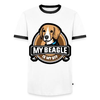 My Beagle is my BFF - Männer Kontrast-T-Shirt - Weiß/Schwarz - Vorne - AI Model Female 172 light (172cm) & AI Model Male 178 dark (178cm)