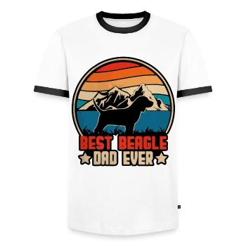 Best beagle dad ever - Men's Ringer Shirt - white/black - Front - AI Model Female 172 light (172cm) & AI Model Male 178 dark (178cm)