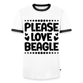 Please love Beagle - Men's Ringer Shirt - white/black - Front - AI Model Female 172 light (172cm) & AI Model Male 178 dark (178cm)